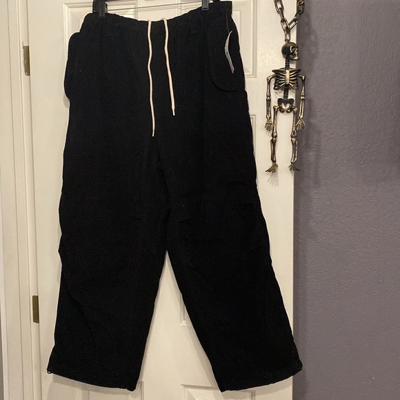 BDG / URBAN OUT. - NWT - pants: blk corduroy cargo, tie elastic waist, cuffs - L - Picture 10 of 16